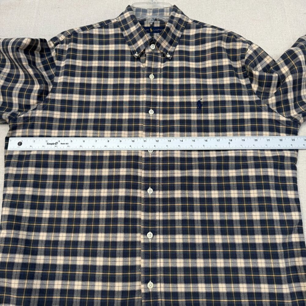 Ralph Lauren Navy Windowpane Plaid Button Shirt Long Sleeve Casual Wear L - Picture 10 of 11